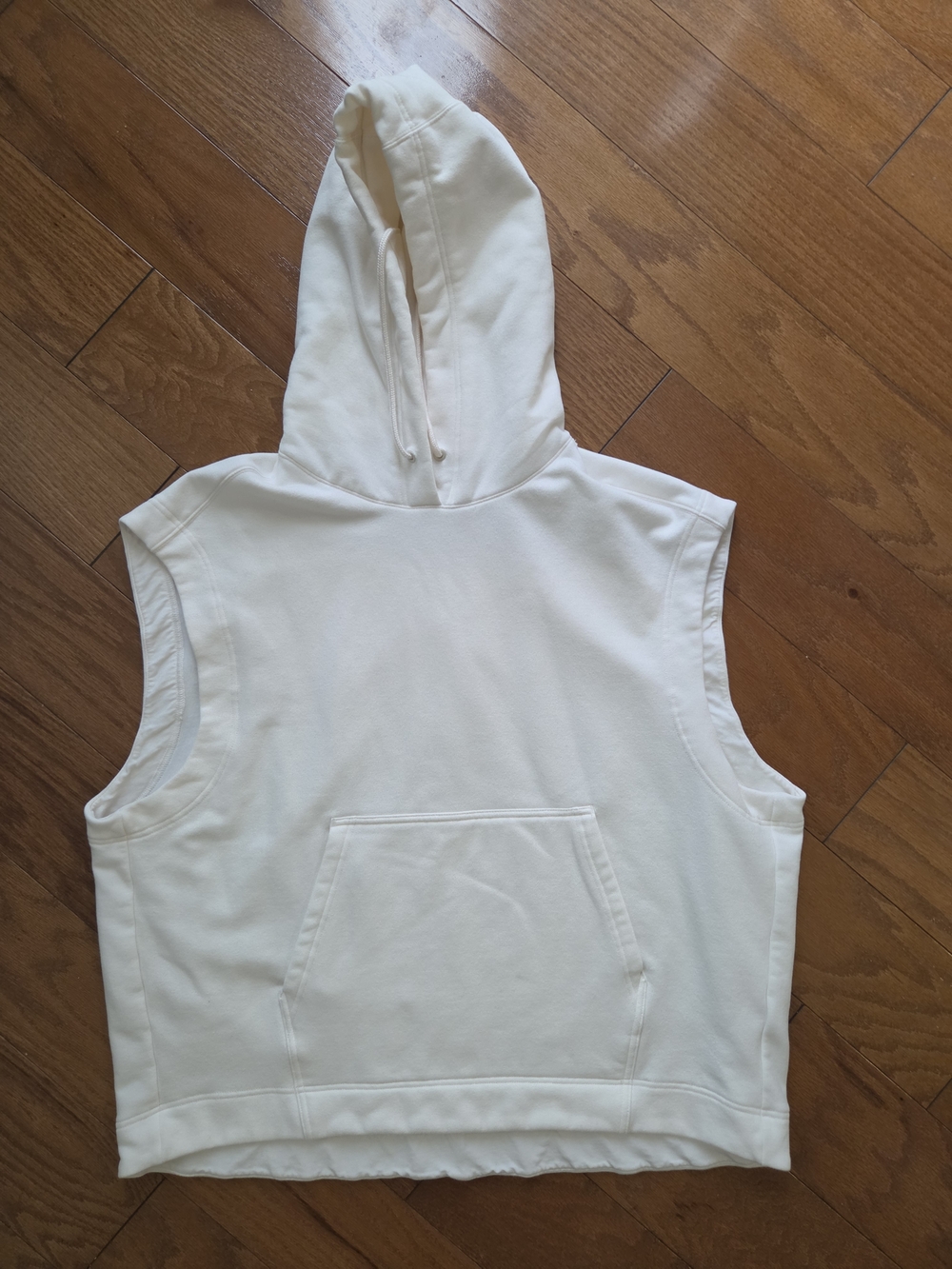Athleta Retroplush Cocoon Sleeveless Sweatshirt Hoodie Magnolia White/Cream XL
